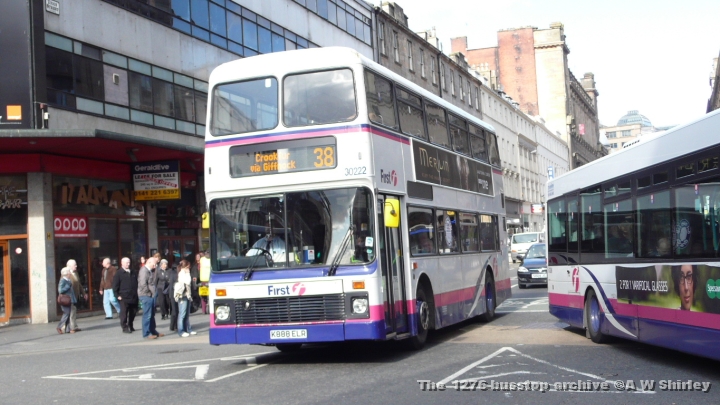fig3022201031008.JPG - First Glasgow 30222, One Of Those With A 'Lucky' 888 Registration Crosses Argyle Street On The 38