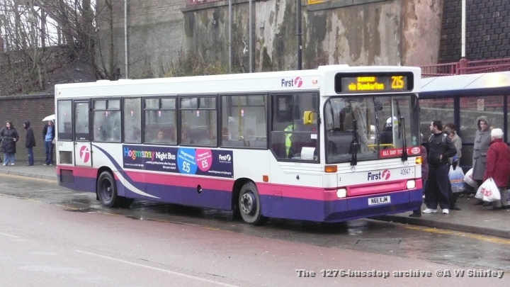fig4094701230109.JPG - First Glasgow Dart 40947, Still At Dumbarton Depot, Seen On A 215